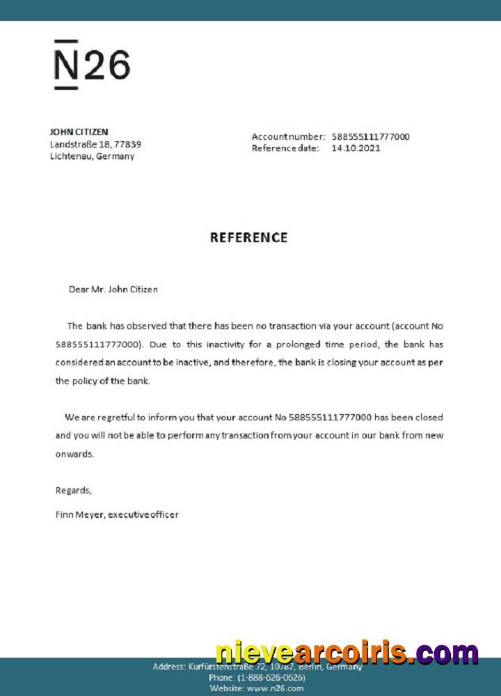 Germany N26 closure reference